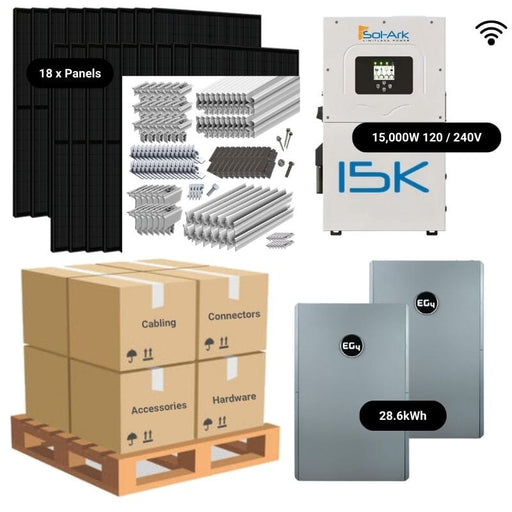 7.2kW Complete Solar Power System - Sol-Ark 15K + [20.4-23.5kWh Lithium Battery Bank] + 18 x 400W Mono Solar Panels | Includes Schematic [BPK-PRO]