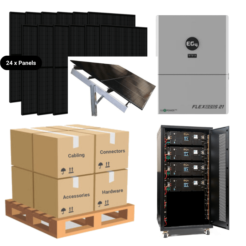 10.6kW Complete Solar Kit - EG4 FlexBoss21 Inverter - 20-32kWh Lithium Battery [SELECT MAX]
