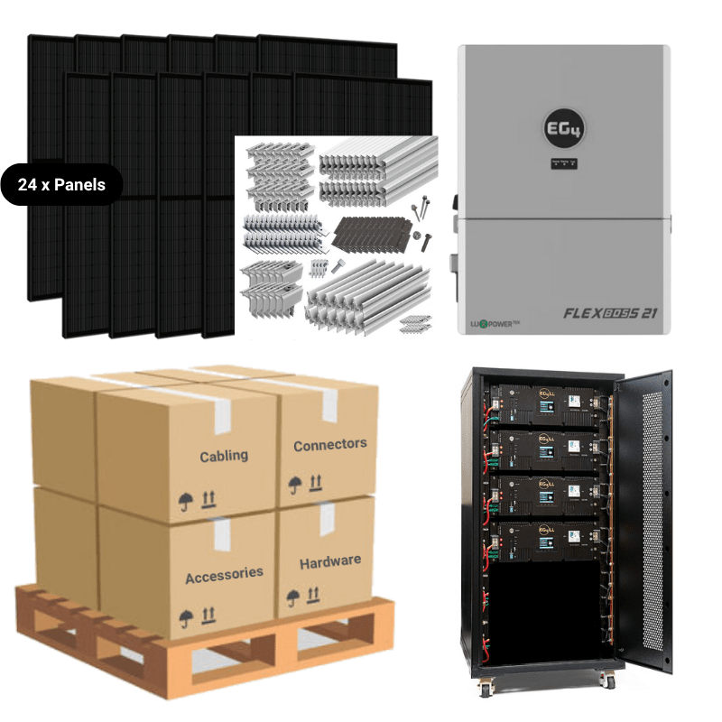 10.6kW Complete Solar Kit - EG4 FlexBoss21 Inverter - 20-32kWh Lithium Battery [SELECT MAX]