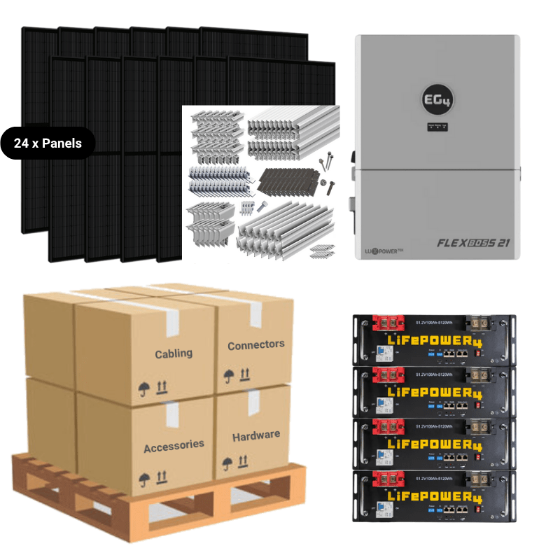 4 x EG4-LP4 V2 Server Rack [20.48kWh] - Budget-Friendly - Closed Loop / Roof Rack - Standard [IronRidge]