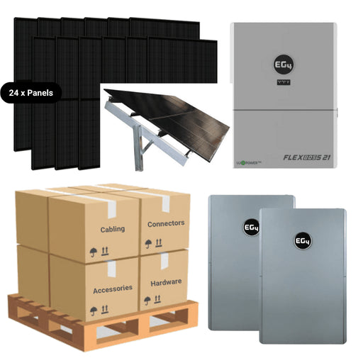 9.8kW Complete Solar Power System + EG4 FlexBOSS21 + [20.48kWh - 28.6kWh Lithium Battery Bank] + 24 x 410W Solar Panels + Setup Schematic [BPK-MAX]