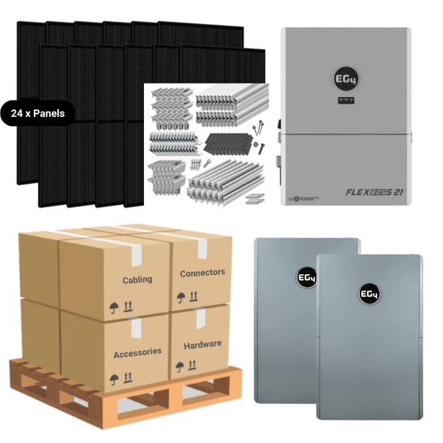 9.8kW Complete Solar Power System + EG4 FlexBOSS21 + [20.48kWh - 28.6kWh Lithium Battery Bank] + 24 x 410W Solar Panels + Setup Schematic [BPK-MAX]