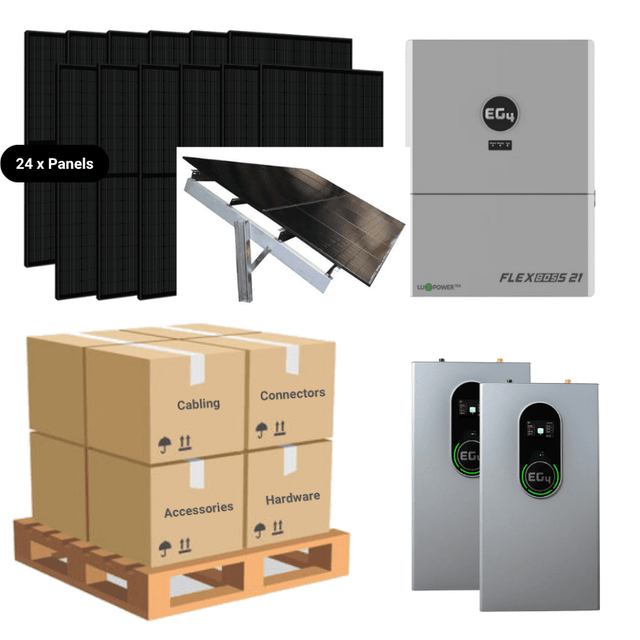 9.8kW Complete Solar Power System + EG4 FlexBOSS21 + [20.48kWh - 28.6kWh Lithium Battery Bank] + 24 x 410W Solar Panels + Setup Schematic [BPK-MAX]