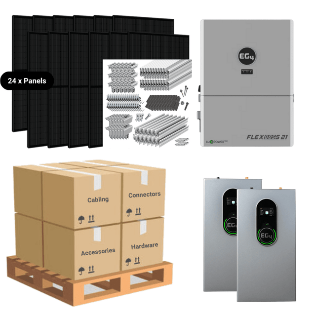 9.8kW Complete Solar Power System + EG4 FlexBOSS21 + [20.48kWh - 28.6kWh Lithium Battery Bank] + 24 x 410W Solar Panels + Setup Schematic [BPK-MAX]