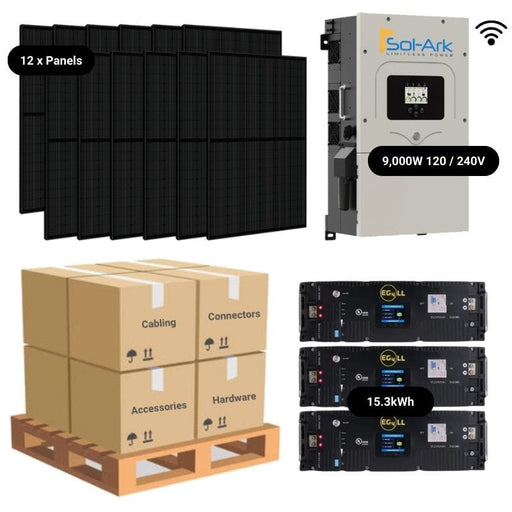 4.8kW Complete Solar Power System - Sol-Ark 12K + [14.3kWh-15.23kWh Lithium Battery Bank] + 12 x 400W Mono Solar Panels | Includes Schematic [BPK-MAX] - ShopSolar.com