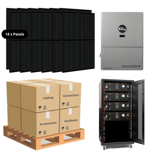 7.38kW Complete Solar Power System + EG4 FlexBOSS18 + [20.48kWh - 28.6kWh Lithium Battery Bank] + 18 x 410W Solar Panels + Setup Schematic [BPK-PLUS] - ShopSolar: Complete Solar Kits + Lifetime Customer Support