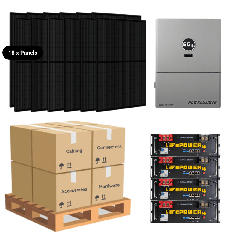 7.92kW Complete Solar Kit - EG4 FlexBoss18 Inverter - 20-32kWh Lithium Battery [SELECT PLUS]