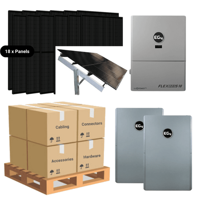 7.38kW Complete Solar Power System + EG4 FlexBOSS18 + [20.48kWh - 28.6kWh Lithium Battery Bank] + 18 x 410W Solar Panels + Setup Schematic [BPK-PLUS]