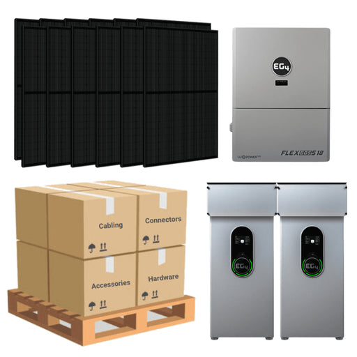 7.38kW Complete Solar Power System + EG4 FlexBOSS18 + [20.48kWh - 28.6kWh Lithium Battery Bank] + 18 x 410W Solar Panels + Setup Schematic [BPK-PLUS]