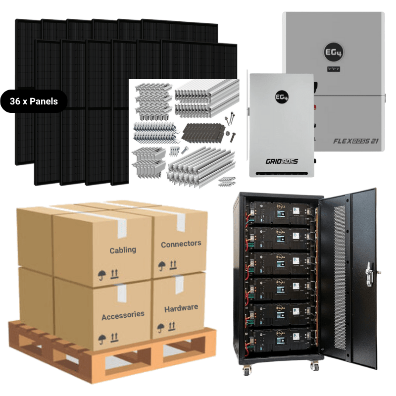 15.84kW Complete Solar Kit - EG4 FlexBoss21 Inverter + GridBoss - 28-32kWh Lithium Battery [SELECT PRO]