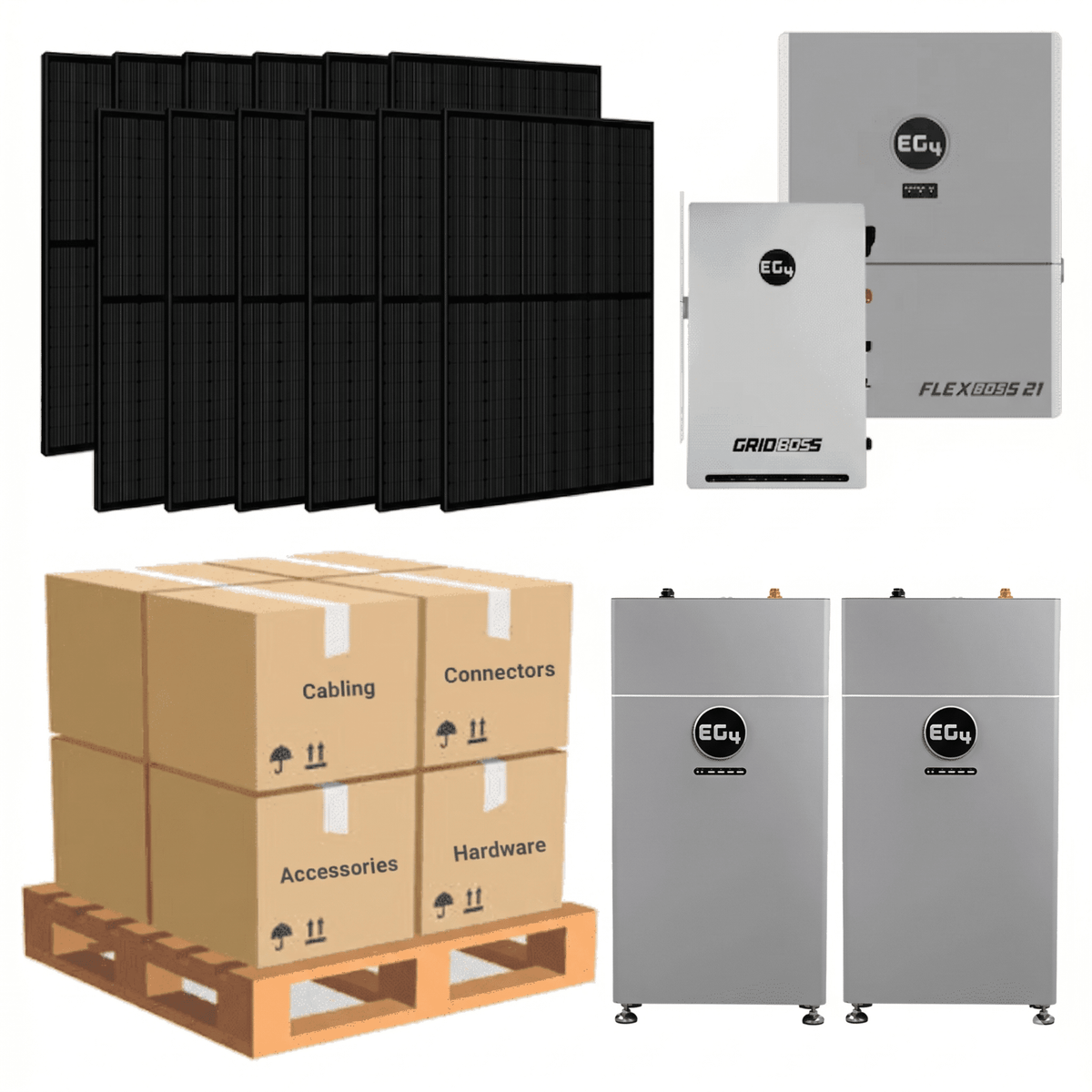 15.84kW Complete Solar Kit - EG4 FlexBoss21 Inverter + GridBoss - 28-32kWh Lithium Battery [SELECT PRO]