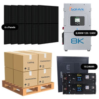 2.46kW Complete Solar Power System - Sol-Ark 8K 120/240V + [10.24kWh-14.3kWh Lithium Battery Bank] + 6 x 410W Mono Solar Panels | Includes Schematic [BPK-PLUS]