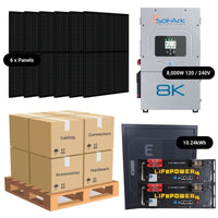 2.46kW Complete Solar Power System - Sol-Ark 8K 120/240V + [10.24kWh-14.3kWh Lithium Battery Bank] + 6 x 410W Mono Solar Panels | Includes Schematic [BPK-PLUS]