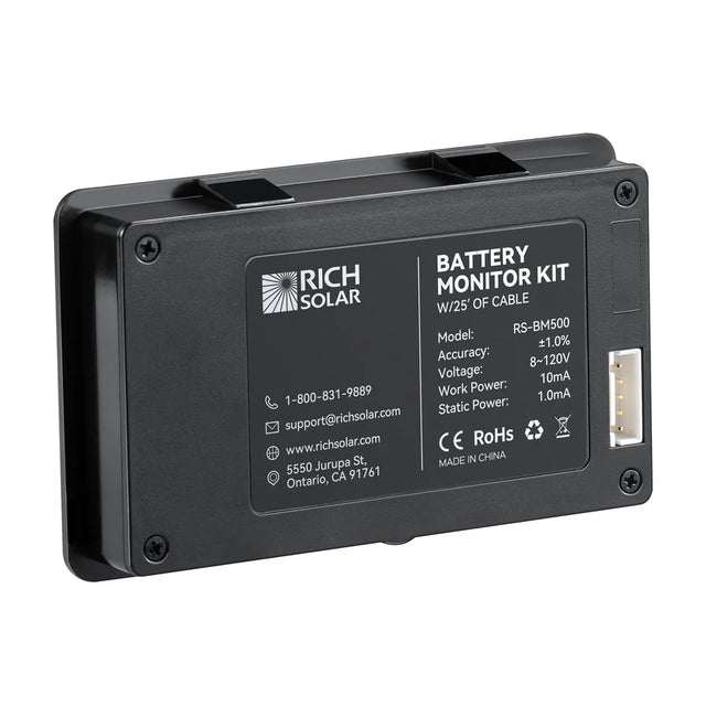 Rich Solar 500A Battery Monitor With Shunt | 8~120V Automotive Monitor for RV Battery - ShopSolar.com