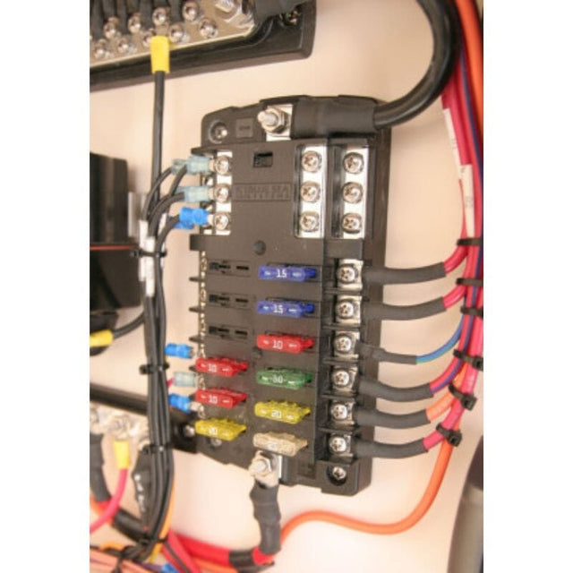 Blue Sea 5026 – ST Blade Fuse Block – 12 Circuits With Negative Bus And Cover - ShopSolar.com