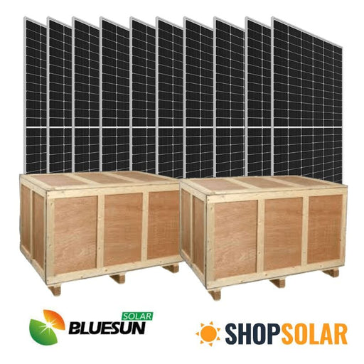 BlueSun 460W Bifacial Mono PERC | Up to 575W | Full Pallet (36 pcs) | 16.5kW Total - ShopSolar.com