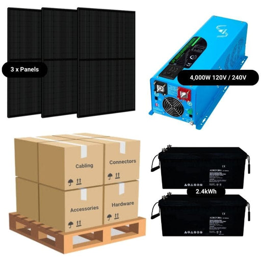 Complete Off-Grid Solar Kit - 4,000W 120/240V Output / 12VDC [Choose Battery Bank] + 600 Watts Solar | Off-Grid, Mobile, Backup [CSK-PLUS] - ShopSolar.com