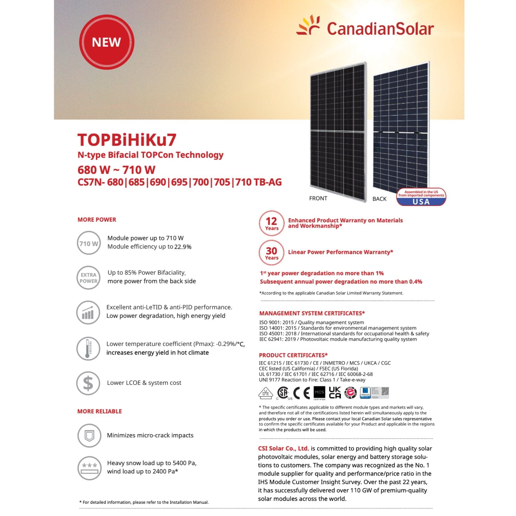 Canadian Solar 695W N-Type TOPCon Bifacial Solar Panel | Up to 840W Bifacial | CS7N-695-TB-AG