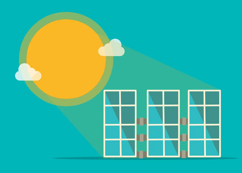cartoon of sun charging solar panels