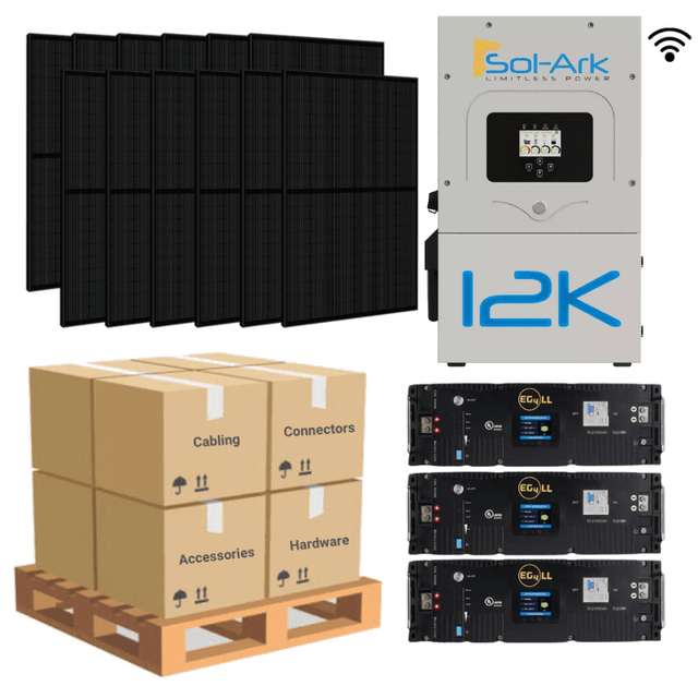 4.8kW Complete Solar Power System - Sol-Ark 12K + [14.3kWh-15.23kWh Lithium Battery Bank] + 12 x 400W Mono Solar Panels | Includes Schematic [BPK-MAX] - ShopSolar.com