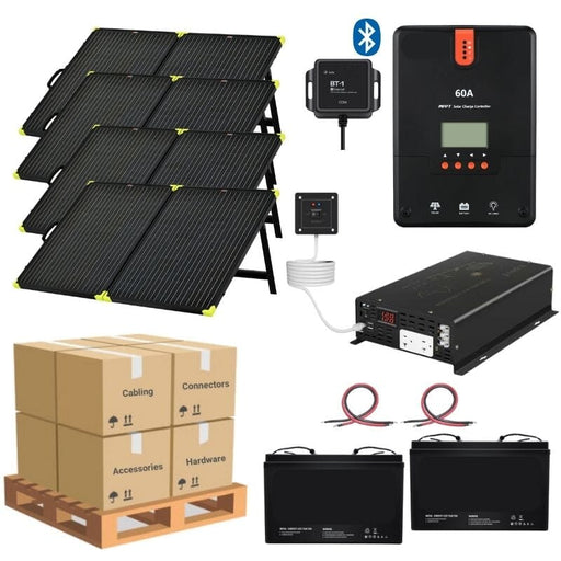 Complete Solar Panel Kit - 2,000W Pure Sine Inverter + [12V Battery Bank] + 4 x 200W Mono Solar Panels | Off-Grid, Mobile, Backup [LPK-MAX] - ShopSolar.com