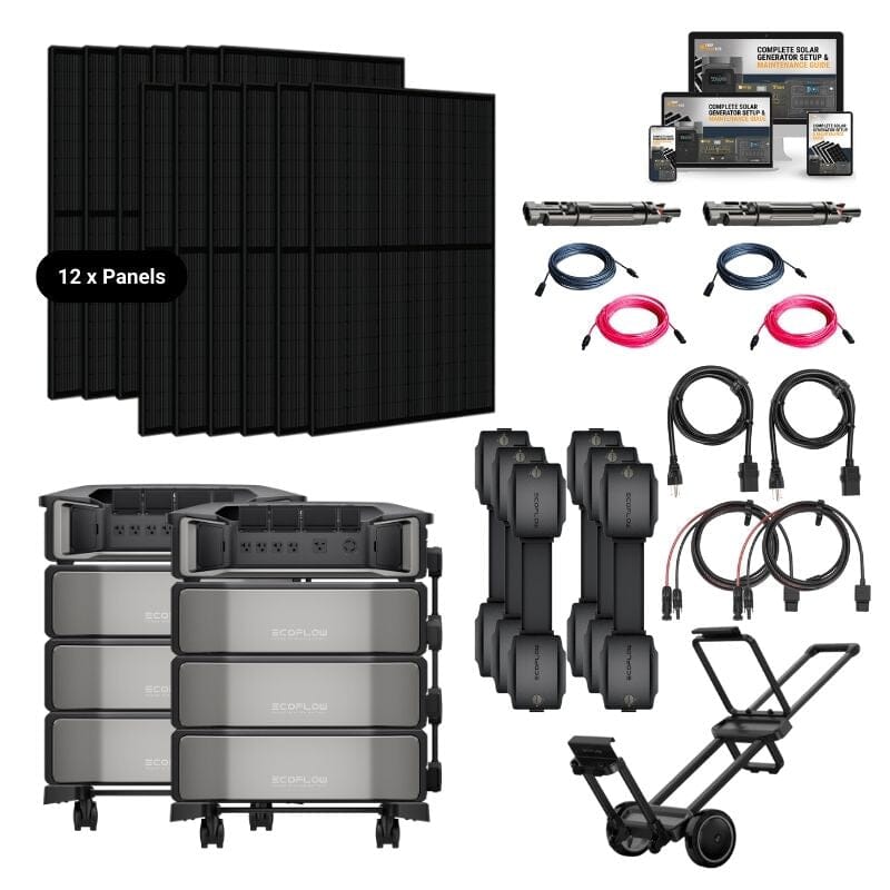 Dual EcoFlow DELTA PRO [ULTRA] Platinum Solar Kits - 7.2kw-14.4kw Output + 24kWh-60kWh Lithium Battery Bank | Choose Custom Bundle | 5-Year Warranty