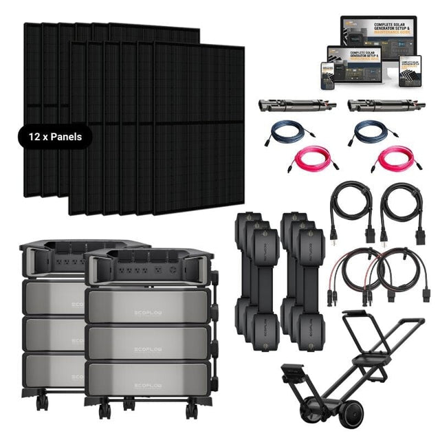 Dual EcoFlow DELTA PRO [ULTRA] Solar Kits - 7,200-14,400W Output / 24kWh-60kWh Lithium Battery | 3,200W-8,000W Solar Panels | 5-Year Warranty | Choose Your Bundle