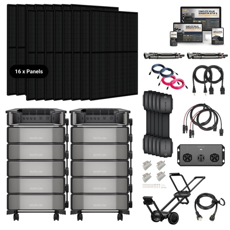 Delta Pro ULTRA Dual Platinum 1 [16 x 400W Panels + 10 x 6kWh Battery] - 14.4kW Output, 60kWh Battery