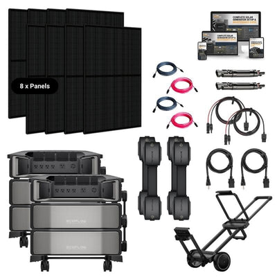 Dual EcoFlow DELTA PRO [ULTRA] Platinum Solar Kits - 7.2kw-14.4kw Output + 24kWh-60kWh Lithium Battery Bank | Choose Custom Bundle | 5-Year Warranty - ShopSolar.com