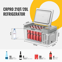 CRPRO20 21 Quart 12V Portable Car Fridge Freezer White - ShopSolar.com