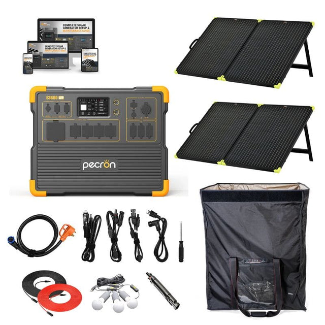 Pecron E3600 LFP 3,600W / 3,072Wh Portable Power Station + Choose Custom Solar Panel Bundle Option | 5-Year Warranty | Complete Solar Kit - ShopSolar.com