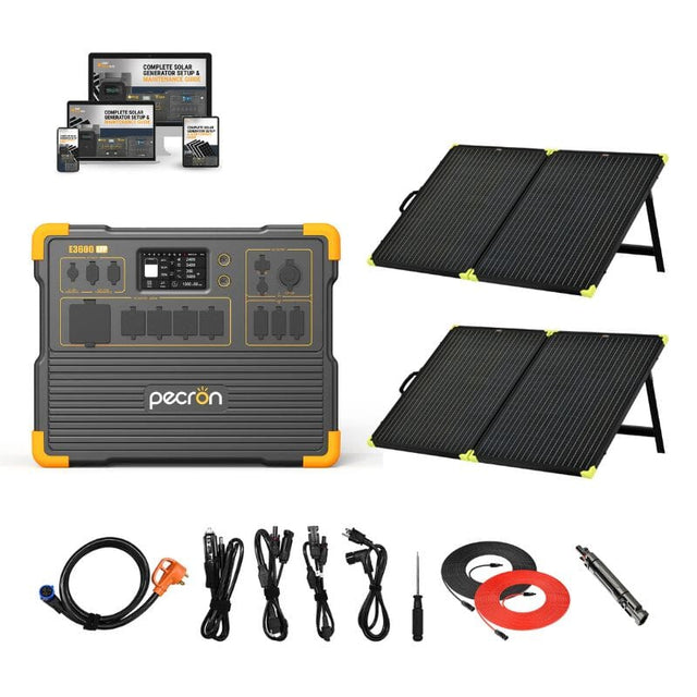 Pecron E3600 LFP 3,600W / 3,072Wh Portable Power Station + Choose Custom Solar Panel Bundle Option | 5-Year Warranty | Complete Solar Kit - ShopSolar.com