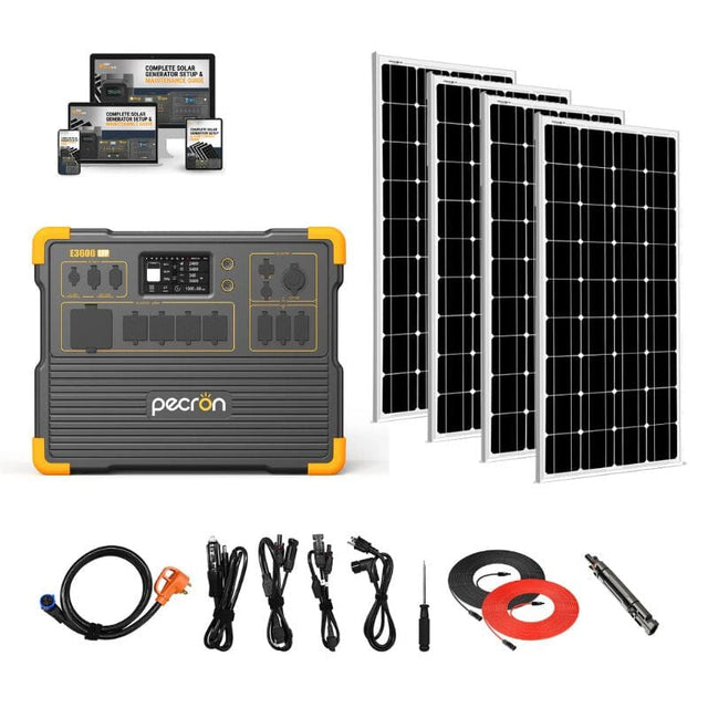 Pecron E3600 LFP 3,600W / 3,072Wh Portable Power Station + Choose Custom Solar Panel Bundle Option | 5-Year Warranty | Complete Solar Kit - ShopSolar.com