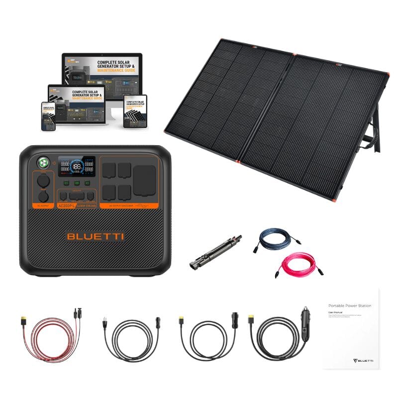 BLUETTI Premium 200 [AC200PL] Portable Power Statio | Complete Solar Generator Kit | 3,500 Cycles | 5‑Year Warranty | Choose Your Bundle - ShopSolar: Complete Solar Kits + Lifetime Customer Support