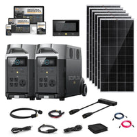 EcoFlow DELTA PRO 120V/240V Solar Kits - 7,200W Portable Power Station Setup + Choose Custom Bundle Option | Complete Solar Kit | 5-Year Warranty