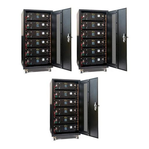 EG4 LL-S Lithium Batteries Kit | 30.72kWh | 6 Server Rack Batteries With Pre-Assembled Enclosed Rack | With Door & Wheels | Busbar Covers - ShopSolar.com