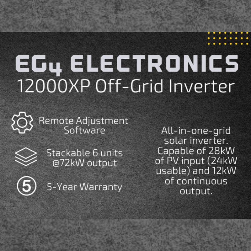 EG4 12K XP Off-Grid Inverter | 48V Split Phase | 24kW PV Input | 12kW Power Output | 5-Year Warranty - ShopSolar: Complete Solar Kits + Lifetime Customer Support