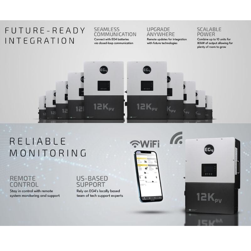 EG4 12K PV Hybrid Inverter | 48V | 12000W Input | 8000W Output | 120/240V Split Phase | RSD | All-In-One Hybrid Solar Inverter - ShopSolar.com