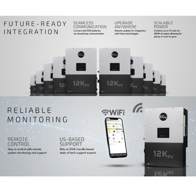 EG4 12kPV Hybrid Inverter | 48V | 12000W Input | 8000W Output | 120/240V Split Phase | RSD | All-In-One Hybrid Solar Inverter - ShopSolar.com