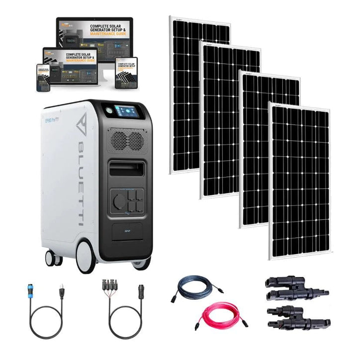 BLUETTI Générateur solaire EP500PRO avec 3 panneaux solaires PV200 200 W,  5100 Wh LiFePO4 batterie de secours, 3 prises CA 3000 W pour maison, jardin