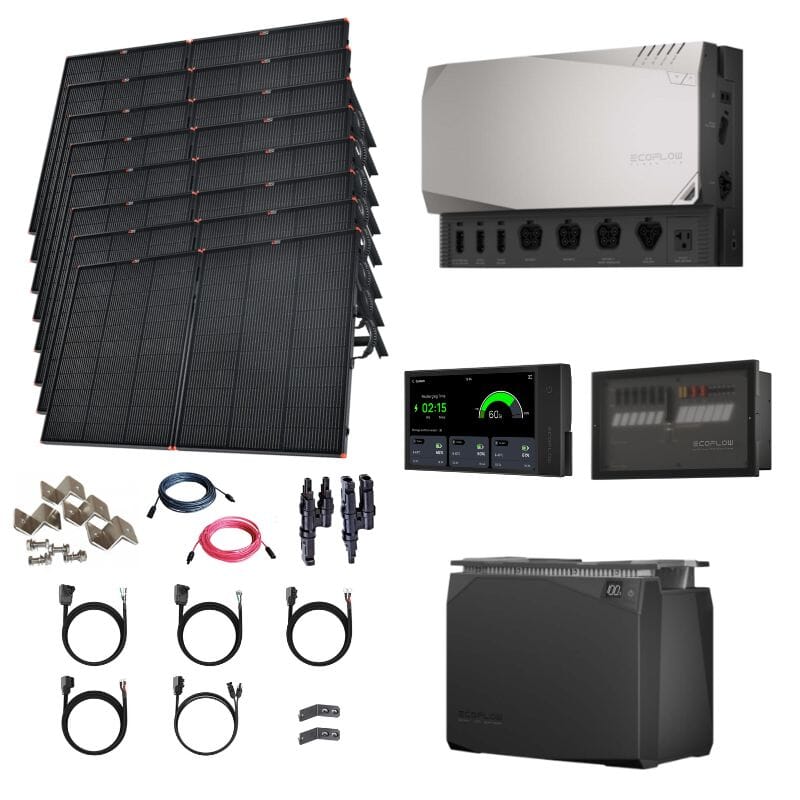EcoFlow Power Kits - 3,600W 120V Output + [2kWh - 15kWh Lithium Battery Bank] + 400W - 2200W of Solar | Modular & Expandable + Choose Custom Bundle Option | Complete Solar Kit | 5-Year Warranty