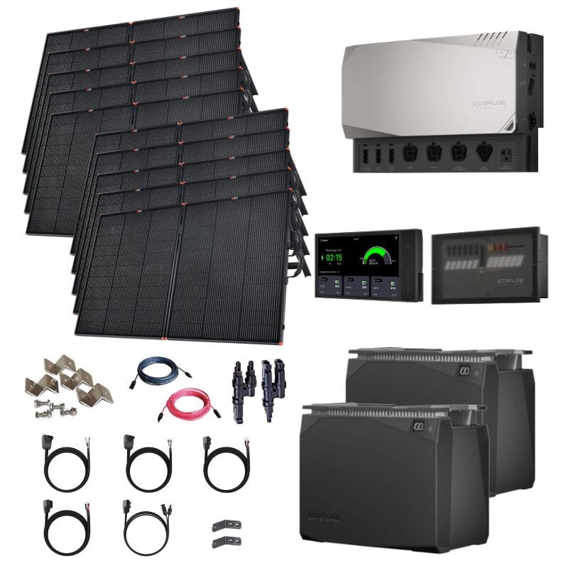 EcoFlow Power Kits - 3,600W 120V Output + [2kWh - 15kWh Lithium Battery Bank] + 400W - 2200W of Solar | Modular & Expandable + Choose Custom Bundle Option | Complete Solar Kit | 5-Year Warranty
