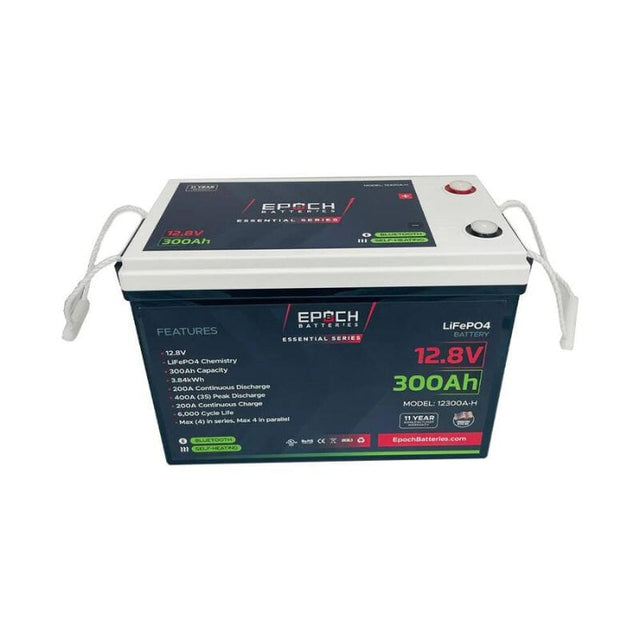 Epoch 12V 105Ah, 300Ah or 460Ah | Heated & Bluetooth | LiFePO4 Battery Essentials - ShopSolar.com