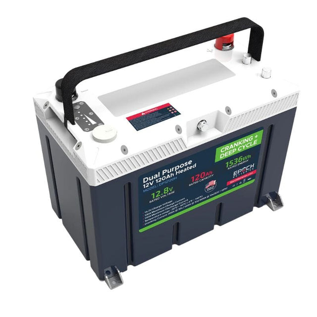 Epoch 12V 120Ah - Group 27 - Cranking & Deep Cycle Lithium Battery (Dual Purpose) - ShopSolar.com