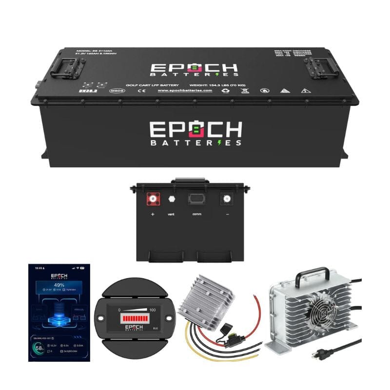 Epoch 48V 160Ah Lithium (LiFePO4) Golf Cart Battery - Complete Kit - ShopSolar.com