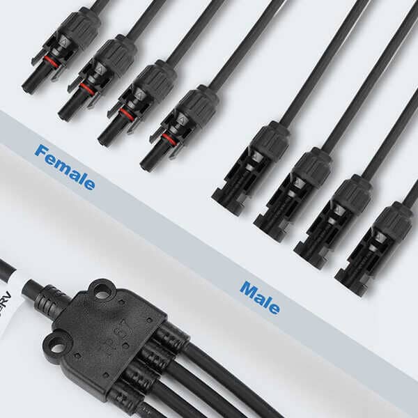 BougeRV Y Branch Parallel Connectors Extra Long 1 to 4 Solar Cable - ShopSolar.com