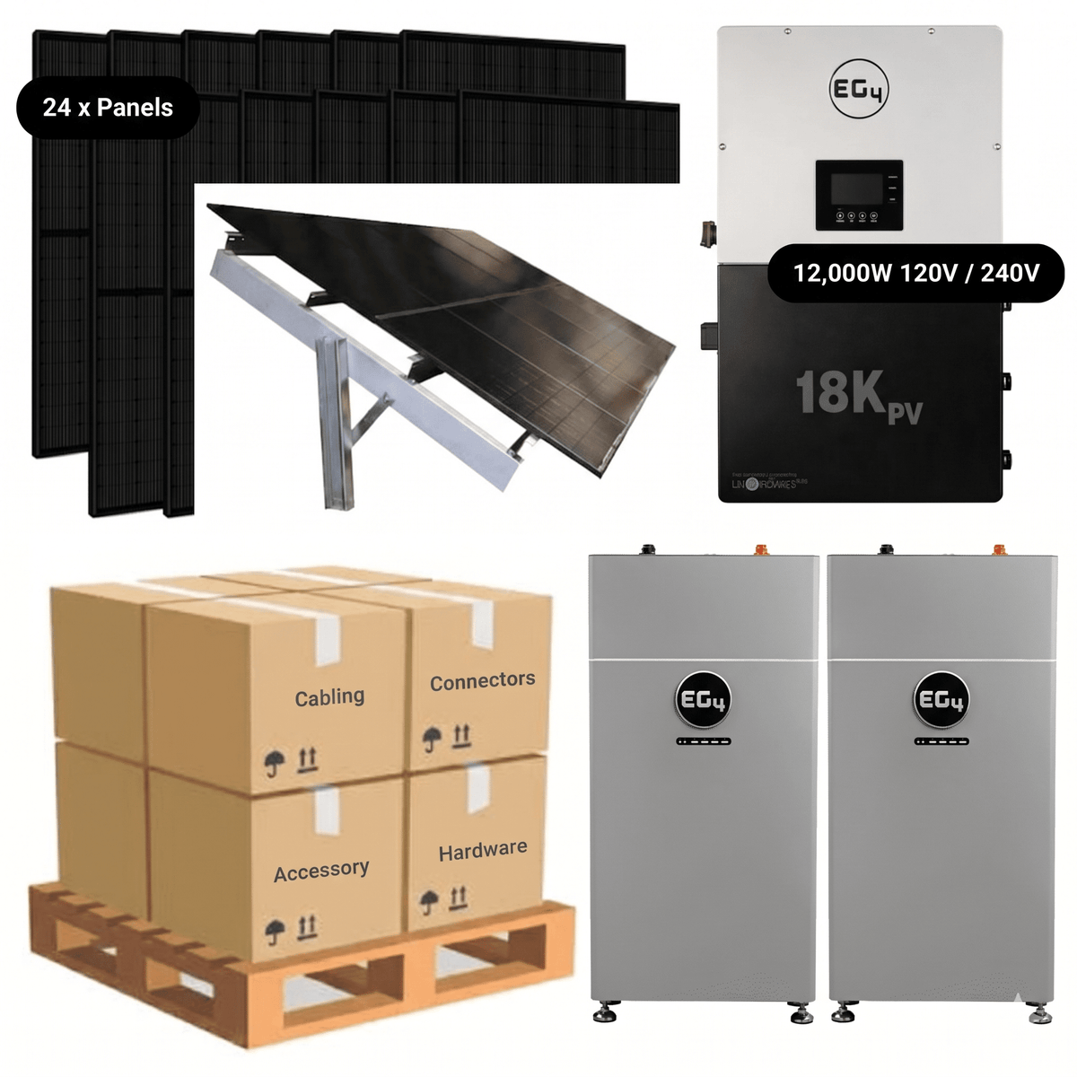 10.6kW Complete Solar Kit - EG4 18kPV Inverter - 28-32kWh Lithium Battery [PRIME PRO]