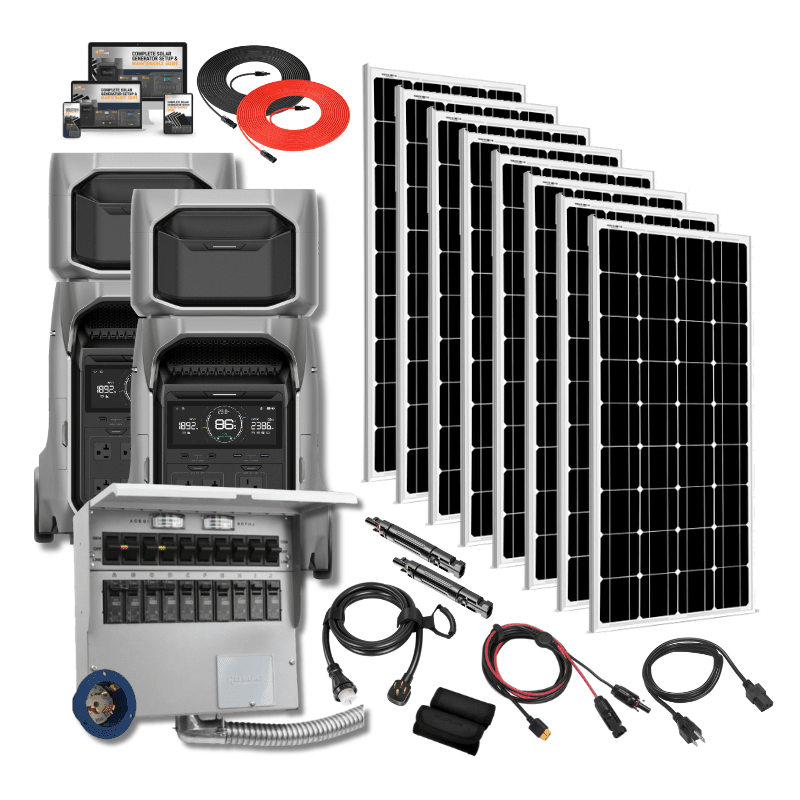 Delta Pro 3 Home Backup Kit [1 x Transfer Switch and 8 x 200W Rigid Panels]