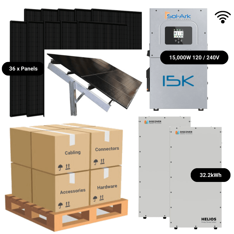 15.8kW Complete Solar Kit - Sol-Ark 15K Inverter - 28-32kWh Lithium Ba ...