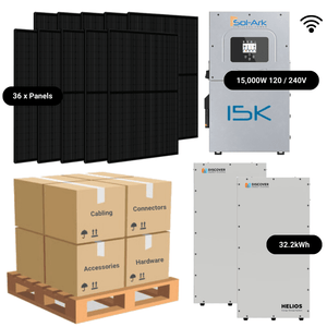 15.8kW Complete Solar Kit - Sol-Ark 15K Inverter - 28-32kWh Lithium Battery [ELITE MAX]